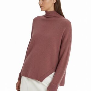Michelle Mason Turtleneck Cropped Wool Blend Knit Sweater In Rose Pink Size P